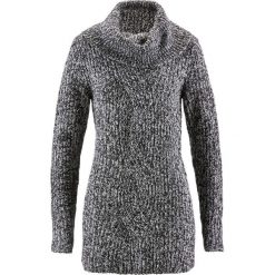 Sweter bonprix antracytowy melanż. Szare golfy damskie bonprix, melanż. Za 89,99 zł.
