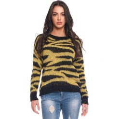 Sweter "Romy" w kolorze żółto-czarnym. Żółte swetry damskie Scarlet Jones, m, bez wzorów, bez rękawów, bez kaptura. W wyprzedaży za 169,95 zł.