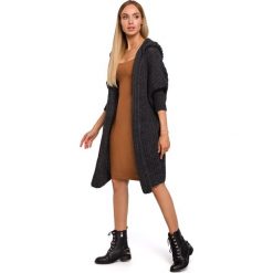 Kardigan oversize z kapturem - grafitowy. Szare swetry damskie Moe, s, bez wzorów, z poliamidu, eleganckie, bez rękawów, długie, z kapturem. Za 189,00 zł.