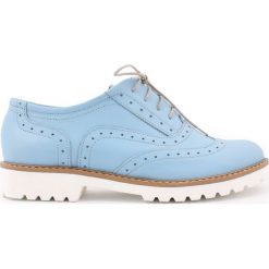 Półbuty - skóra naturalna - model 258 - kolor niebieski. Niebieskie półbuty damskie Zapato, bez wzorów, ze skóry, bez obcasa, bez zapięcia. W wyprzedaży za 173,40 zł.