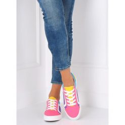 Trampki damskie wielokolorowe. Białe buty sportowe damskie FunKee.pl, bez wzorów, z tkaniny, sportowe. Za 87,99 zł.