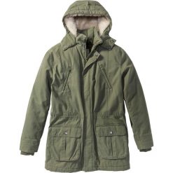 Parka ocieplana bonprix oliwkowy. Zielone parki męskie bonprix, m, bez wzorów, bez kaptura. Za 189,99 zł.