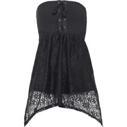 Top bandeau ze sznurowaniem bonprix czarny. Czarne bluzki damskie bonprix, bez wzorów, bez kołnierzyka, bez rękawów. Za 64,99 zł.