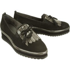 TAMARIS 24713-29 050 black/graphite, półbuty damskie. Szare koturny damskie Tamaris, bez obcasa, na koturnie, bez zapięcia. Za 299,90 zł.