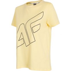 T-shirt damski TSD247 - jasny żółty. Żółte t-shirty damskie marki 4f, bez wzorów, bez kołnierzyka. Za 49,99 zł.