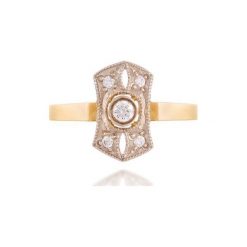 Złoty Pierścionek - złoto 585, Brylant 0,14ct. Żółte pierścionki damskie W.KRUK, z brylantem, złote. Za 4190,00 zł.