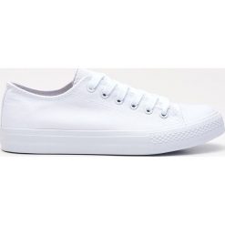Trampki damskie slip on: Białe trampki do samodzielnego ozdabiania – Biały