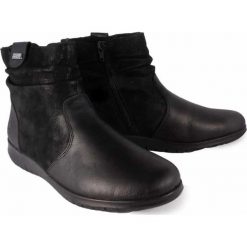 RIEKER TEX X0181-00 black, botki damskie. Czarne koturny damskie Rieker, bez obcasa, na koturnie, na zamek. Za 309,90 zł.