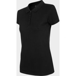 Koszulka polo damska TSD051 - czarny. Czarne koszulki damskie 4f, bez wzorów, z bawełny, bez rękawów. Za 59,99 zł.