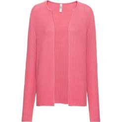 Sweter bez zapięcia bonprix różowy. Różowe swetry damskie bonprix, bez wzorów, bez rękawów, bez kaptura. Za 109,99 zł.