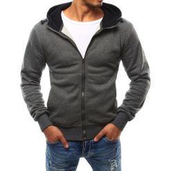 Bluzy męskie: Bluza męska z kapturem rozpinana antracytowa (bx2398)