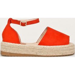 Answear - Espadryle. Pomarańczowe espadryle damskie ANSWEAR, bez wzorów, z materiału, bez obcasa, na obcasie. W wyprzedaży za 59,90 zł.