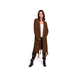 BK032 Długi kardigan z frędzlami. Czarne swetry damskie BE, s, bez wzorów, boho, z długim rękawem, długie, bez kaptura. Za 189,00 zł.