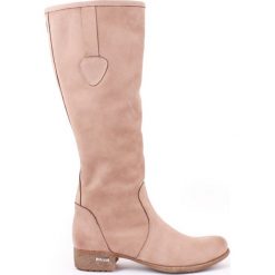Kozaki - skóra naturalna - model 160 - kolor cappuccino. Szare kozaki damskie Zapato, na co dzień, na zimę, z jeansu, eleganckie, przed kolano, na niskim obcasie, na płaskiej podeszwie, bez zapięcia. W wyprzedaży za 349,30 zł.