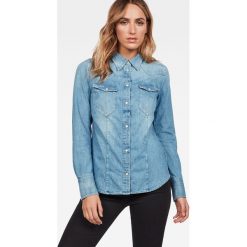G-Star Raw - Koszula. Niebieskie bluzki damskie G-Star RAW, na co dzień, s, bez wzorów, z bawełny, klasyczne, z klasycznym kołnierzykiem, z długim rękawem. W wyprzedaży za 299,90 zł.