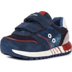 Geox Tenisówki chłopięce ALBEN B023CC_01322_C4277 22 ciemnoniebieskie. Niebieskie buty chłopięce sportowe Geox, ze skóry, bez zapięcia. Za 259,00 zł.