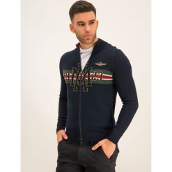 Sweter Aeronautica Militare Magilia Full Zip 192MA1208L384. Czarne swetry męskie Aeronautica Militare, xxl, bez wzorów, z wełny, klasyczne, z klasycznym kołnierzykiem, bez kaptura. W wyprzedaży za 389,00 zł.