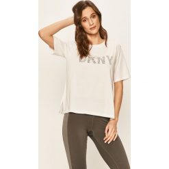 Dkny - T-shirt piżamowy. Czarne piżamy damskie DKNY, s, z nadrukiem, z elastanu, bez rękawów. W wyprzedaży za 99,90 zł.