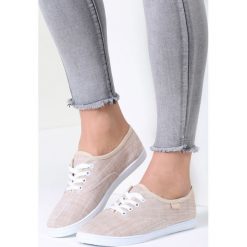 Beżowe Tenisówki Superbly. Brązowe trampki i tenisówki damskie vices, bez wzorów, bez zapięcia. Za 34,99 zł.