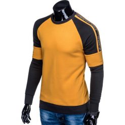 BLUZA MĘSKA BEZ KAPTURA B871 - MUSZTARDOWA. Brązowe bluzy męskie marki Ombre Clothing, s, z bawełny, bez kaptura. Za 69,00 zł.