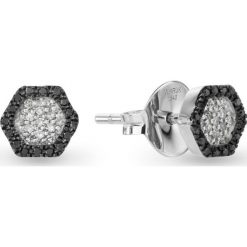 Kolczyki damskie: RABAT Białe Złoto Kolczyki – złoto białe 333, Diament 0,05ct