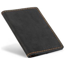Portfele męskie: Skórzany portfel SLIM wallet BRODRENE Czarny