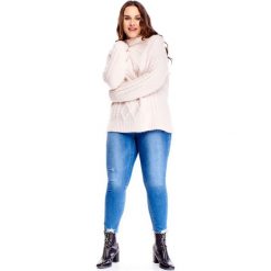 Oversize'owy sweter z golfem różowy. Różowe swetry damskie N/A, plus size, bez wzorów, z poliesteru, bez rękawów. Za 97,85 zł.