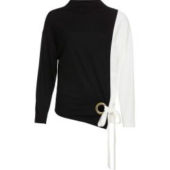 Bluza dresowa bonprix czarno-biel wełny. Czarne bluzy damskie bonprix, z wełny, bez kaptura. Za 124,99 zł.