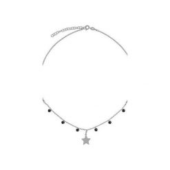 Srebrny naszyjnik choker z gwiazdką i czarnymi cyrkoniami. Szare naszyjniki damskie Atdiament, z cyrkonią, srebrne. Za 109,00 zł.