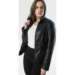 Czarna Ramoneska Yarea. Czarne kurtki damskie Born2be, xl, bez wzorów, długie, bez kaptura. Za 169,99 zł.