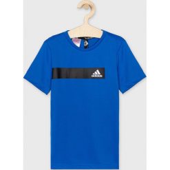 Adidas Performance - Top dziecięcy 128-176 cm. Niebieskie t-shirty chłopięce adidas Performance, z nadrukiem, z poliesteru, bez rękawów. W wyprzedaży za 69,90 zł.
