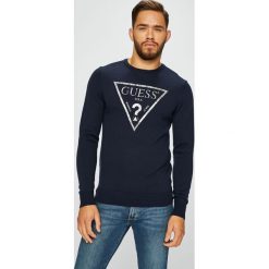Guess Jeans - Sweter. Czarne swetry klasyczne męskie Guess Jeans, m, z aplikacjami, z dzianiny, z okrągłym kołnierzem. Za 399,90 zł.