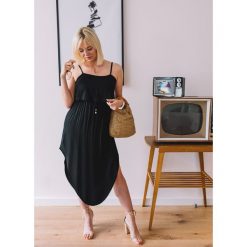 Sukienka Nathalie black. Czarne sukienki damskie Fanaberia.com, bez wzorów, z falbankami, bez rękawów, asymetryczne. Za 99,00 zł.