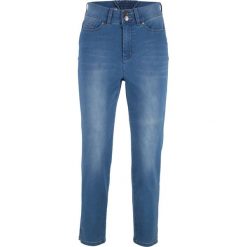 Dżinsy push-up 7/8 ze stretchem i rozcięciem, STRAIGHT bonprix niebieski "stone”. Niebieskie jeansy damskie marki bonprix. Za 109,99 zł.