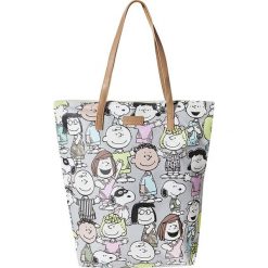 Shopper bag damskie: Shopper bag „Peanuts” w kolorze szarym – 45 x 47 x 12 cm