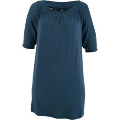 Shirt "carmen" z wycięciami w rękawach bonprix ciemnoniebieski. Niebieskie koszulki damskie bonprix, bez wzorów, bez kołnierzyka, bez rękawów. Za 37,99 zł.