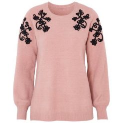 Cellbes Sweter z haftami. złamany róż female różowy 46/48. Różowe swetry damskie Cellbes, z haftami, z dzianiny, bez rękawów, bez kaptura. W wyprzedaży za 64,00 zł.