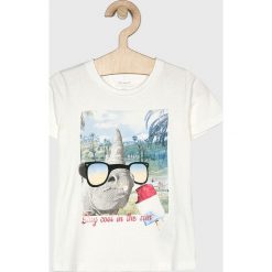 Name it - T-shirt dziecięcy 92-128 cm. Białe t-shirty chłopięce Name it, z nadrukiem, z elastanu, bez rękawów. W wyprzedaży za 34,90 zł.