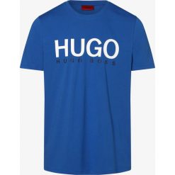 HUGO - T-shirt męski – Dolive202, niebieski. Niebieskie t-shirty męskie HUGO, xxl, z nadrukiem, z kontrastowym kołnierzykiem. Za 179,95 zł.