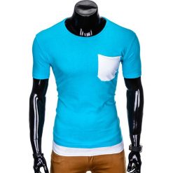 T-shirt męski bez nadruku S963 - turkusowy. Niebieskie t-shirty męskie Ombre Clothing, s, z nadrukiem, bez kołnierzyka. Za 15,99 zł.