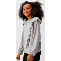 Mango Kids - Bluzka dziecięca Spot 110-164 cm. Szare bluzki dziewczęce Mango Kids, bez wzorów, z wiskozy, z okrągłym kołnierzem, z długim rękawem, długie, bez kaptura. Za 99,90 zł.