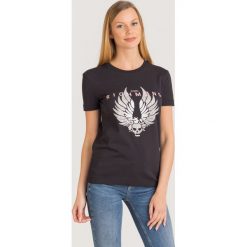 T-SHIRT CANALSTREET JOHN RICHMOND. Czarne t-shirty damskie John Richmond, s, z nadrukiem, z bawełny, z okrągłym kołnierzem. Za 489,30 zł.