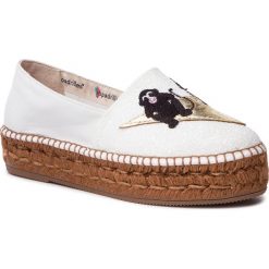 Espadryle ESPADRILLES - Demi 22184-35770-1 Glitter/Blanco. Białe espadryle damskie Espadrilles, bez wzorów, ze skóry, bez obcasa, na koturnie. W wyprzedaży za 319,00 zł.