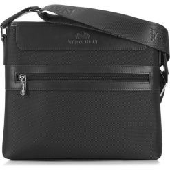 Torba 88-4U-904-1. Czarne listonoszki męskie Wittchen, w paski, z tkaniny, małe. Za 269,90 zł.