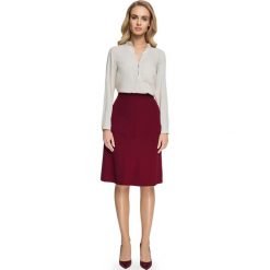 Bordowa Spódnica o Fasonie A z Geometrycznymi Przeszyciami. Czerwone spódniczki damskie Molly.pl, do pracy, s, bez wzorów, eleganckie, koszulowe. Za 89,90 zł.
