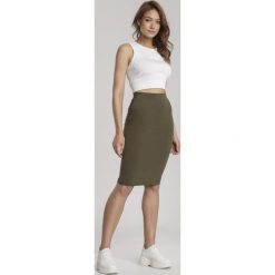 Khaki Spódnica Eirelee. Brązowe spódniczki damskie Renee, s, bez wzorów, midi. Za 59,99 zł.