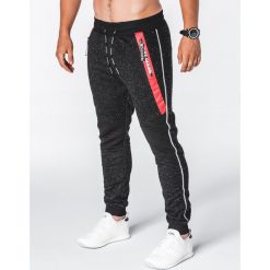 SPODNIE MĘSKIE DRESOWE P639 - CZARNE. Czarne spodnie męskie Ombre Clothing, s, bez wzorów, z bawełny. Za 55,00 zł.