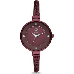 Zegarek kwarcowy w kolorze bordowym. Czerwone, analogowe zegarki damskie Beverly Hills Polo Club, metalowe. W wyprzedaży za 299,95 zł.