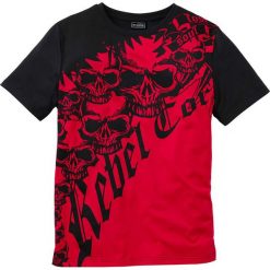 T-shirt Slim Fit bonprix czerwono-czarny. Czerwone t-shirty męskie z nadrukiem bonprix, l. Za 34,99 zł.