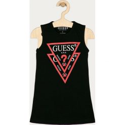 Guess Jeans - Sukienka dziecięca 98-110 cm. Białe sukienki dziewczęce Guess Jeans, z nadrukiem, z bawełny, bez rękawów, mini, dopasowane. W wyprzedaży za 119,90 zł.